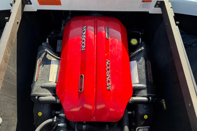 Slide: The Image of 2018 Axis A20 boat engine with red Monsoon 409 cover. - 22
