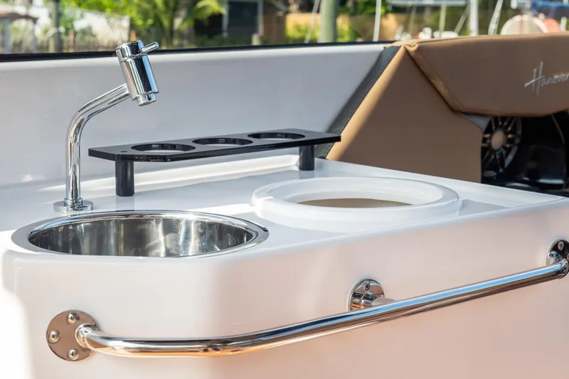 Slide: The Image of Luxury boat sink and faucet on Hanover 305, 2026 model, with cup holders. - 46