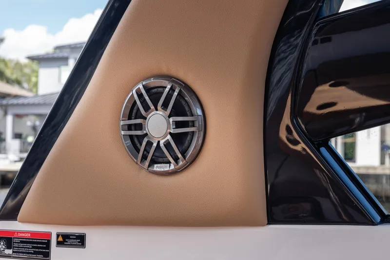 Slide: The Image of Speaker detail on 2026 Hanover 305 boat, featuring sleek design and modern aesthetics. - 48
