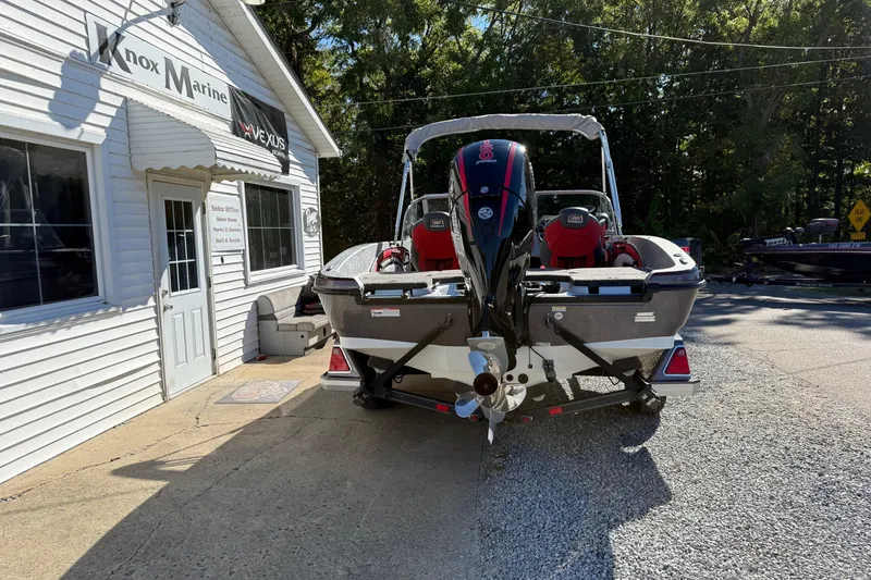 Slide: The Image of 2023 Ranger 1850 Reata boat parked outside Knox Marine dealership. - 4