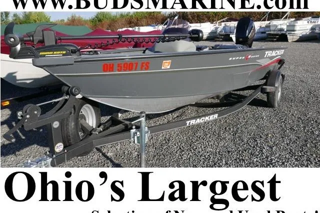 The Image of 2018 Tracker Super Guide V-16 boat on trailer at Bud's Marine, Ohio's largest used boat selection. - 0