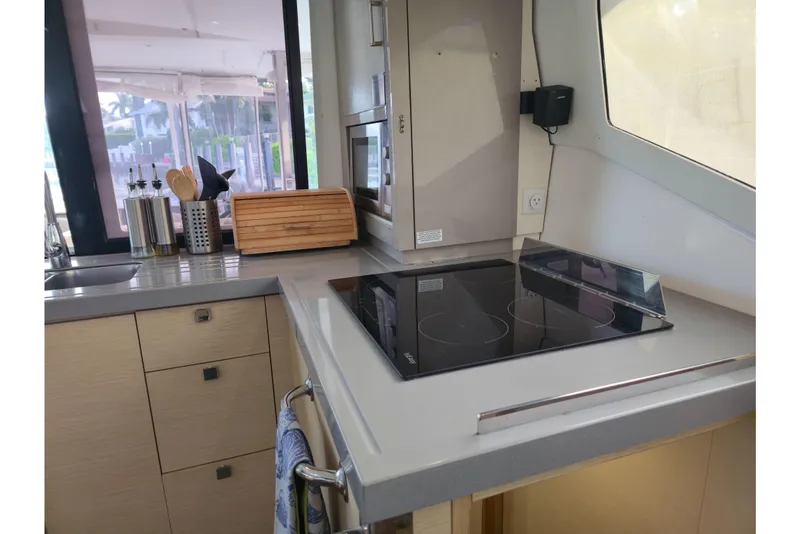 Slide: The Image of Modern kitchen interior of 2017 Fountaine Pajot Lucia 40 catamaran with sleek appliances. - 62