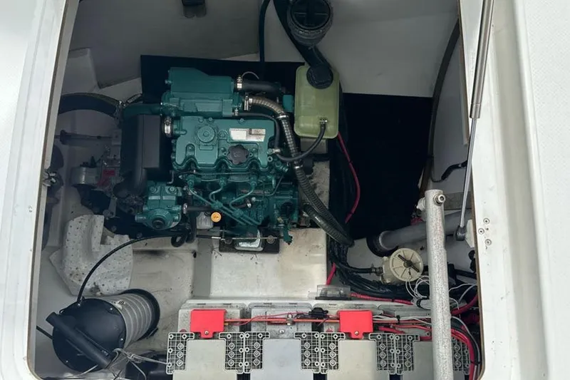 Slide: The Image of Engine compartment of 2017 Fountaine Pajot Lucia 40 catamaran, showcasing mechanical components. - 83