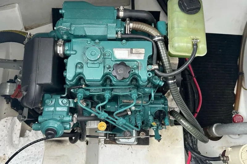 Slide: The Image of Engine compartment of a 2017 Fountaine Pajot Lucia 40 catamaran, showcasing mechanical components. - 84