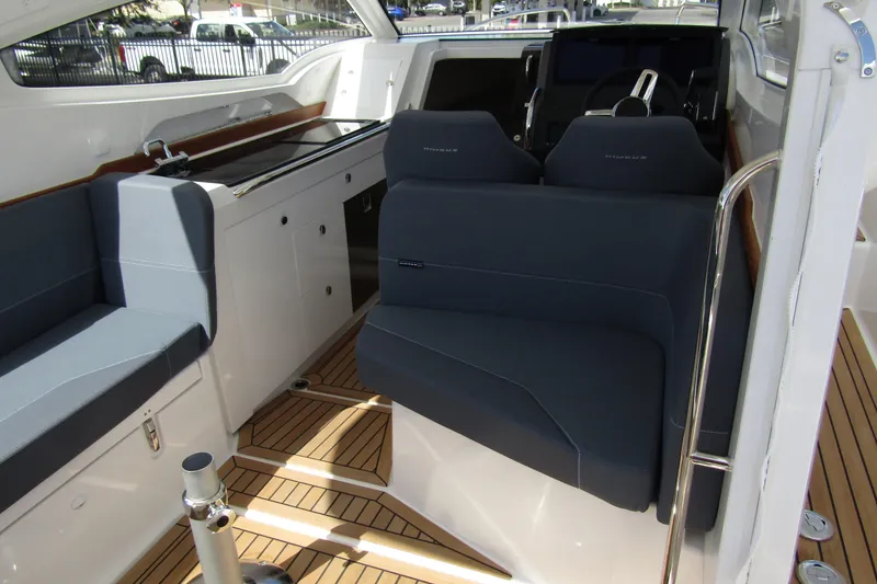 Slide: The Image of Interior of 2025 Nimbus Weekender 9 boat with sleek seating and modern design. - 42