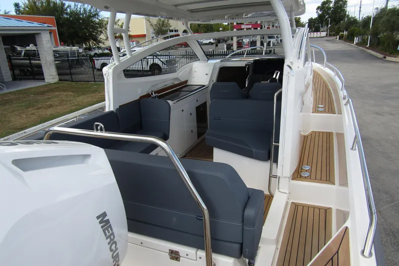 Slide: The Image of 2025 Nimbus Weekender 9 boat interior with sleek seating and modern design. - 51
