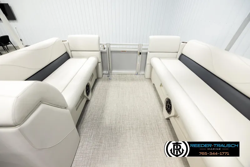 Slide: The Image of Luxurious interior of 2026 Avalon VLS QL pontoon boat with plush seating. - 15