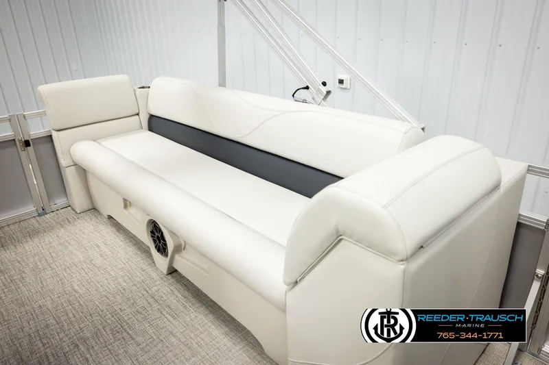 Slide: The Image of Luxurious 2026 Avalon VLS QL boat seating with sleek white upholstery and modern design. - 20