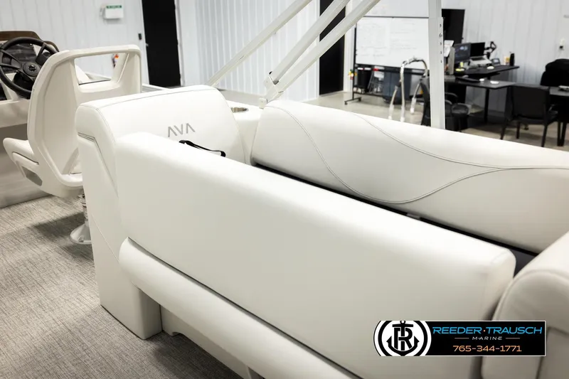 Slide: The Image of 2026 Avalon VLS QL boat interior with white seating, steering wheel, and modern design. - 22