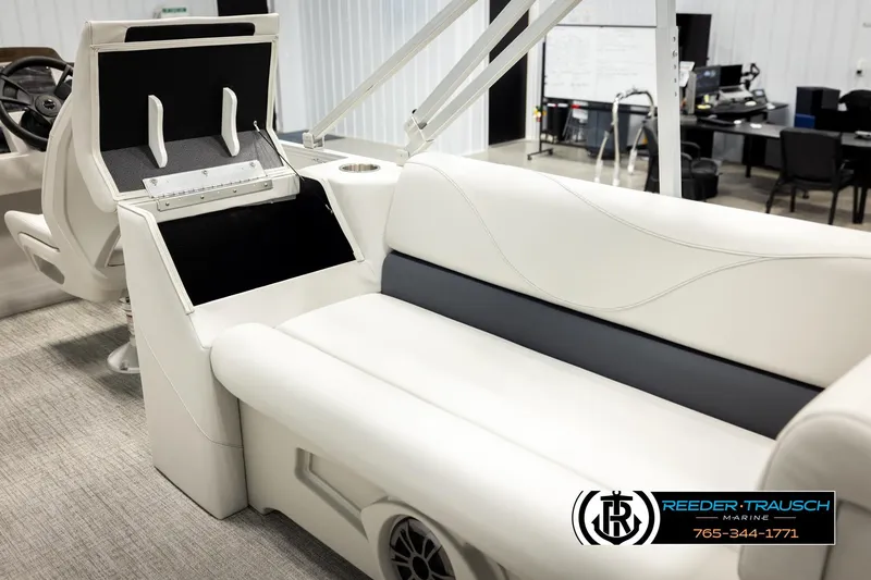 Slide: The Image of Luxurious interior of 2026 Avalon VLS QL boat with white seating and modern design. - 23
