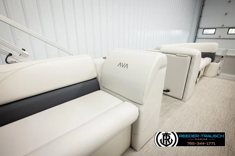 Slide: The Image of Luxurious seating in 2026 Avalon VLS QL boat, featuring elegant white upholstery. - 24