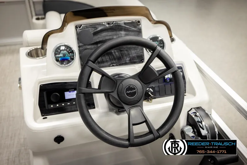 Slide: The Image of Steering console of 2026 Avalon VLS QL boat with modern controls and gauges. - 29