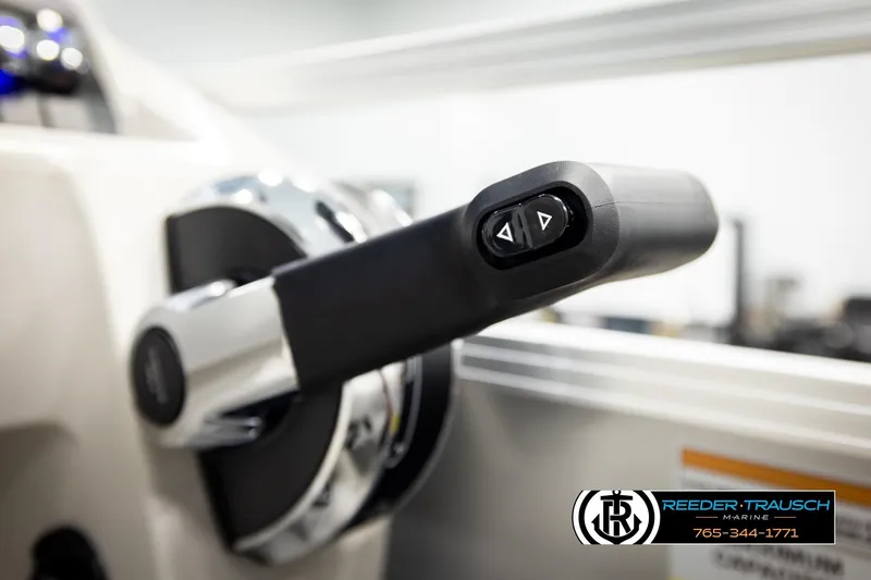 Slide: The Image of Close-up of Avalon VLS QL 2026 boat throttle control with Reeder-Trausch Marine logo. - 35