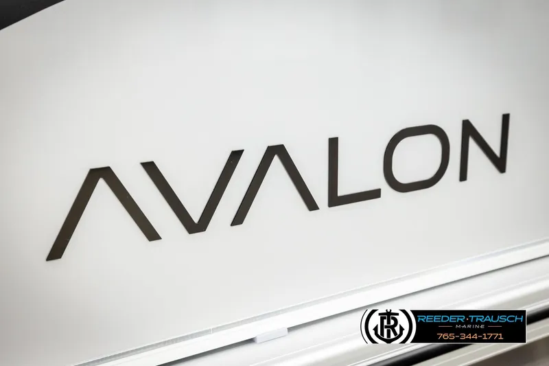 Slide: The Image of 2026 Avalon VLS QL logo on sleek white surface, Reeder-Trausch Marine branding. - 47