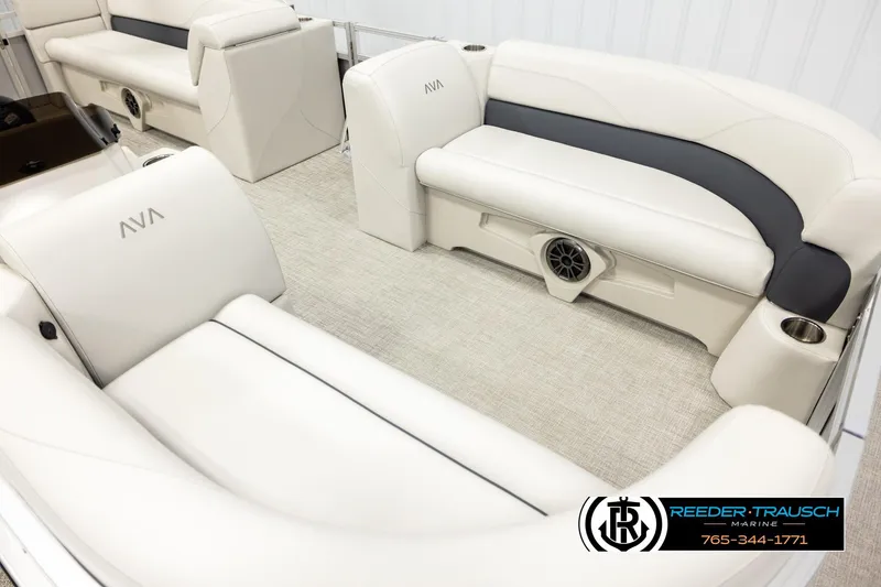 Slide: The Image of Luxurious 2026 Avalon VLS QL boat interior with plush seating and modern design. - 9