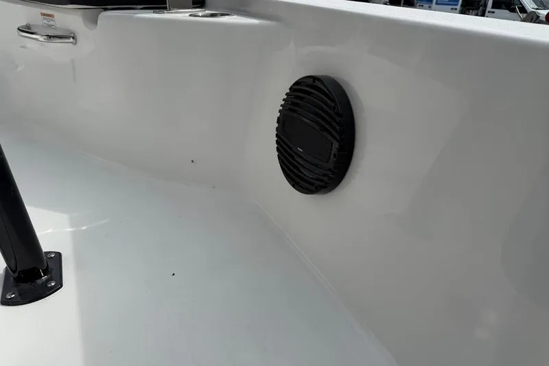 Slide: The Image of 2026 Sea Pro 230 Bay boat interior with speaker and handle detail. - 18