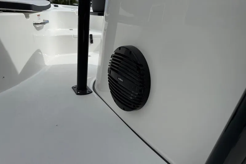 Slide: The Image of 2026 Sea Pro 230 Bay boat interior with speaker detail. - 19