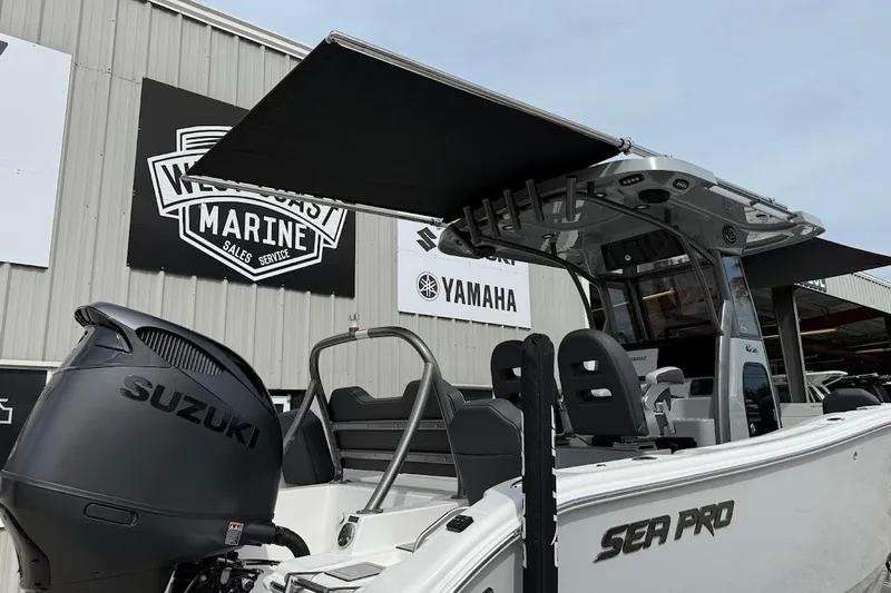 Slide: The Image of 2026 Sea Pro 245 Sandbar boat with Suzuki engine at West Coast Marine. - 9