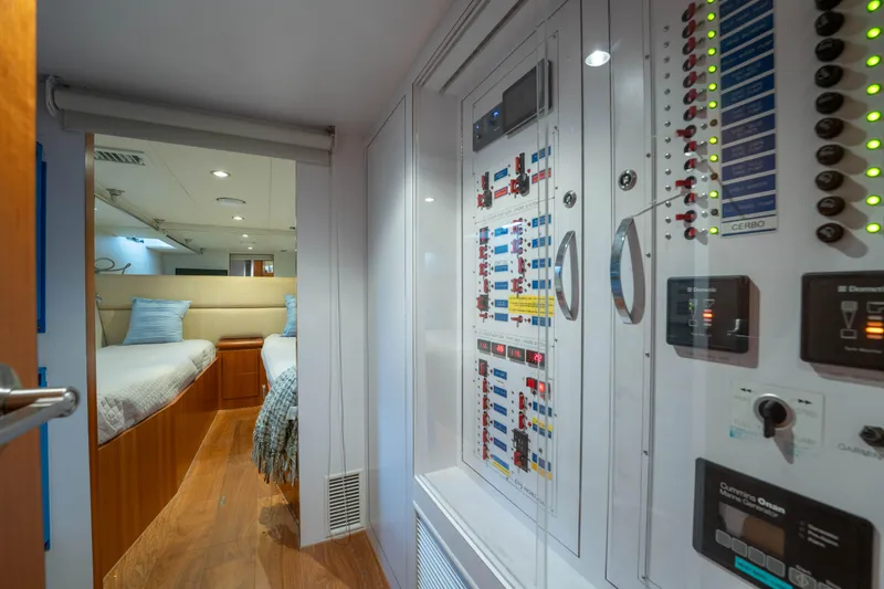 Slide: The Image of Electrical panel and cozy cabin interior on 2016 Horizon PC60 yacht. - 41