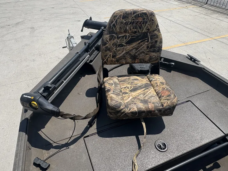 Slide: The Image of 2023 Alweld 16x52 Marsh boat with camo seat and trolling motor. - 7