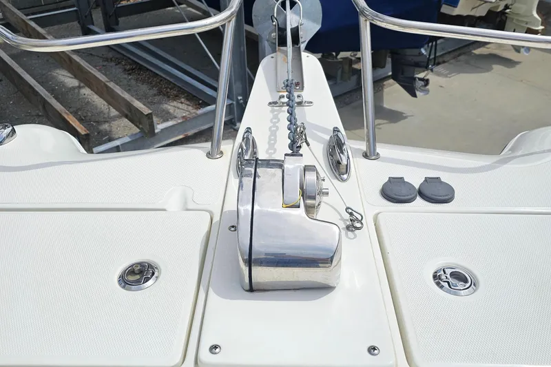 Slide: The Image of Bow of 2018 WorldCat 255 DC boat with anchor winch and deck fittings. - 15