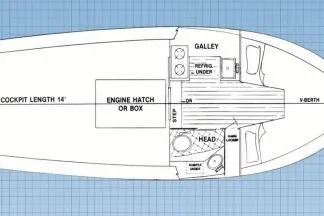 Slide: The Image of 2010 Ellis Downeast Picnic Boat propeller and rudder in maintenance setup. - 9