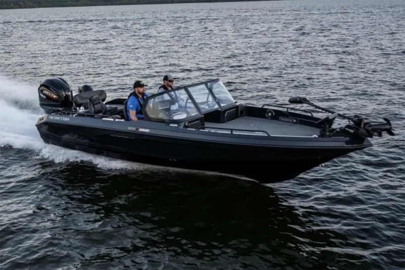 Slide: The Image of 2026 Skeeter WXR2060 boat interior with carpeted deck and mounted equipment. - 5