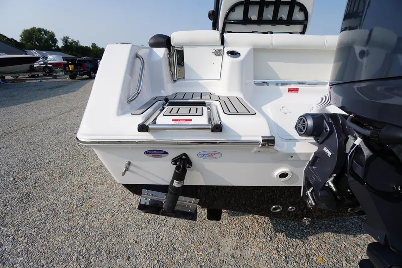 Slide: The Image of 2026 Tidewater 210 LXF boat stern view with motor and swim platform. - 50