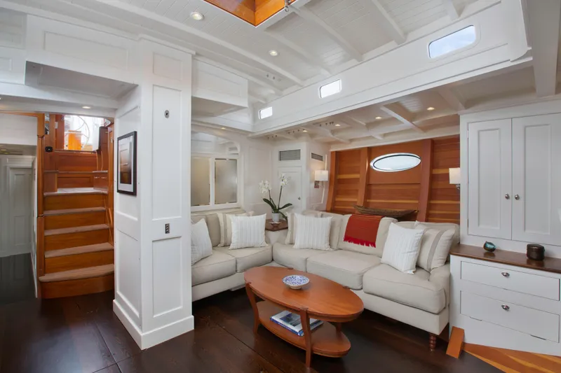 Slide: The Image of Sailing crew on 2009 Brooklin Boat Yard yacht navigating through ocean waves. - 4