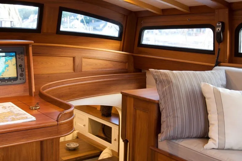 Slide: The Image of Luxurious 2009 Brooklin Boat Yard interior with wood finish and navigation equipment. - 7