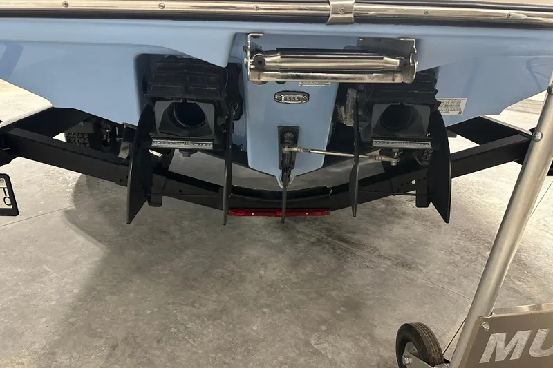 Slide: The Image of Rear view of 2024 Yamaha Boats 252XE showing dual jet propulsion system. - 5