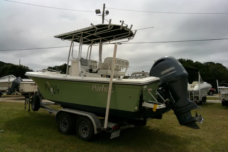 Slide: The Image of 2016 Parker 2100 Special Edition boat on trailer with Yamaha outboard motor. - 6
