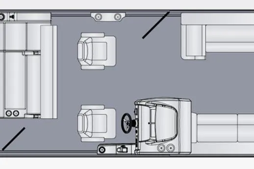 Slide: The Image of 2026 Harris FloteBote 250 Solstice SLDH pontoon boat interior with luxurious seating and modern design. - 2