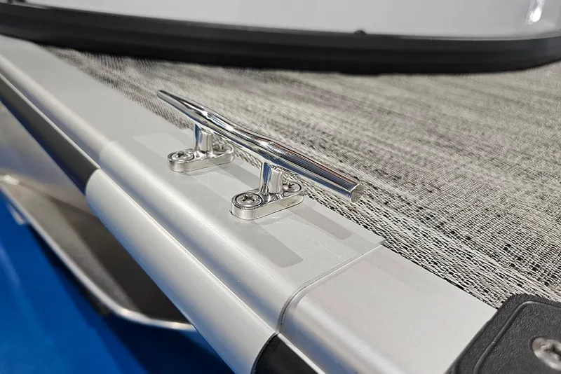 Slide: The Image of 2026 Bentley Pontoons Bolt boat cleat on deck, showcasing sleek design and craftsmanship. - 22