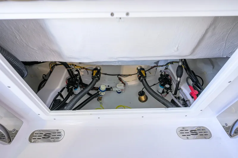 Slide: The Image of 2026 Sportsman Open 212 Center Console boat wiring and components view. - 38