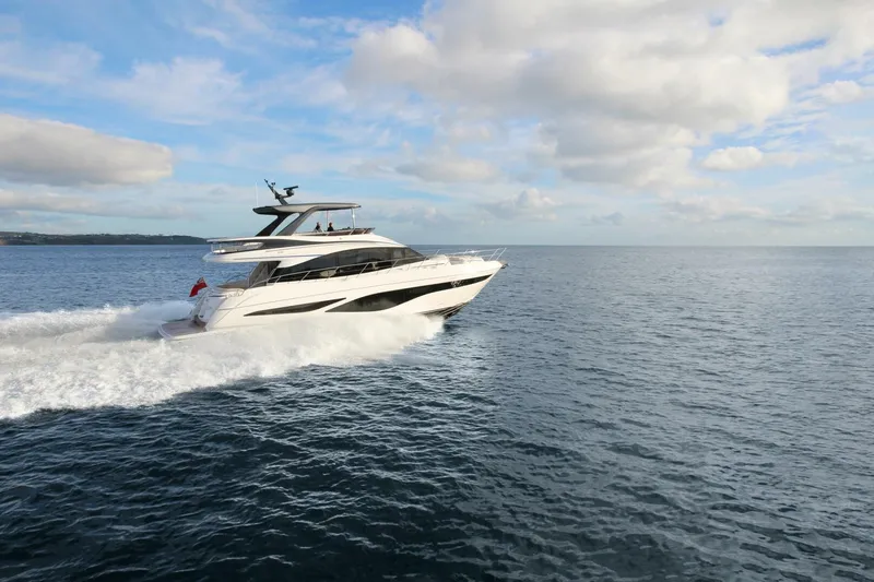 Slide: The Image of Luxury yacht Princess F65-079 cruising on open sea, 2026 model. - 17