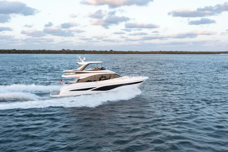 Slide: The Image of Luxury Princess F65-079 yacht cruising on open water, 2026 model. - 21