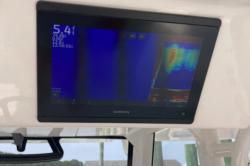 Slide: The Image of Garmin display on 2022 Regulator 37 boat showing depth and temperature readings. - 12