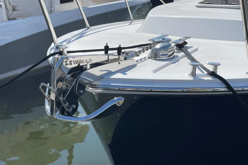 Slide: The Image of Luxurious interior of 2023 MJM 35 yacht with elegant wood finishes and modern amenities. - 10