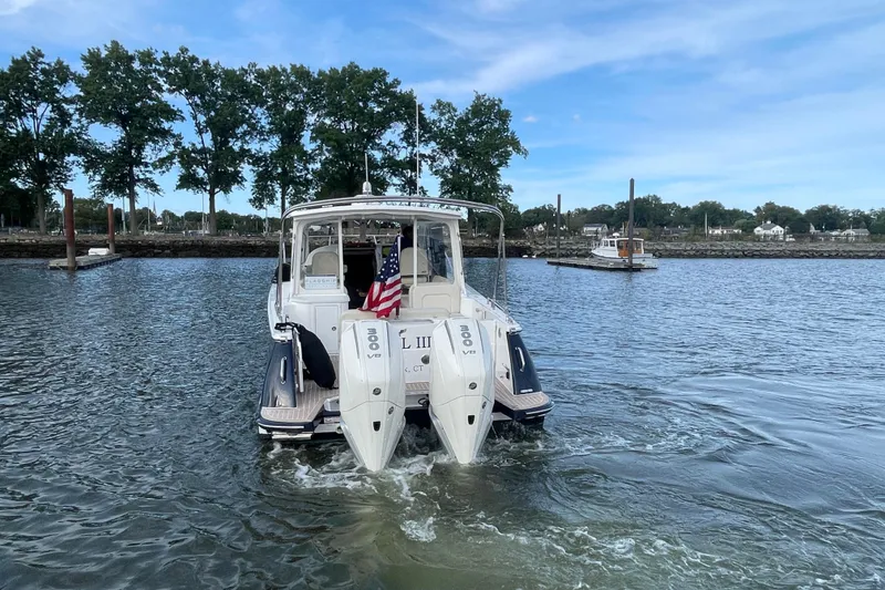 Slide: The Image of Luxurious interior of 2023 MJM 35 yacht with plush seating and elegant design. - 4