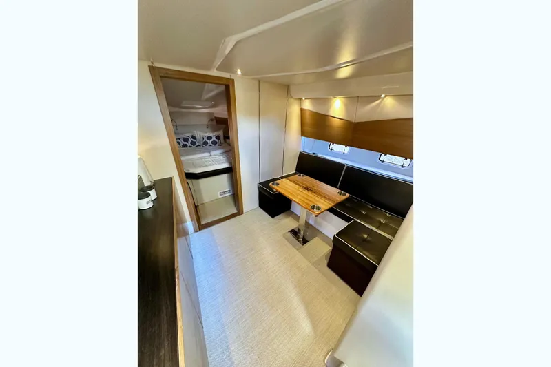 Slide: The Image of Interior of 2013 Azimut Atlantis Verve Outboard yacht, featuring modern design and sleek cabinetry. - 75