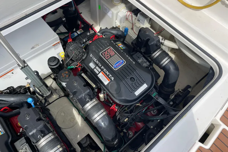 Slide: The Image of Bathroom interior of 2011 Regal 3060 Express Cruiser with sink and toilet. - 27