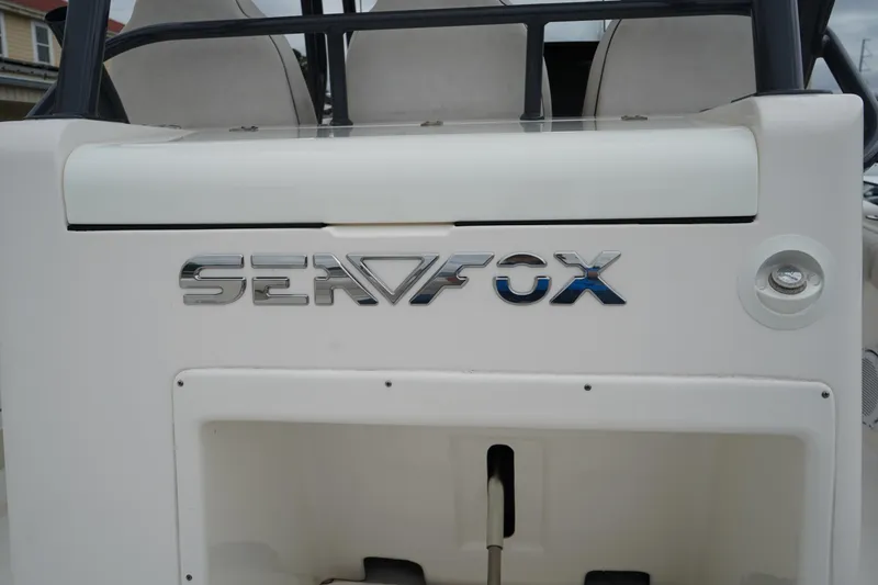 Slide: The Image of 2020 Sea Fox 328 Commander boat with logo on the rear panel. - 15