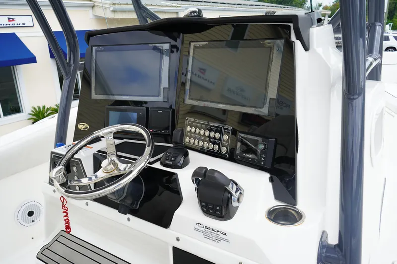 Slide: The Image of 2020 Sea Fox 328 Commander helm with advanced navigation and control systems. - 34