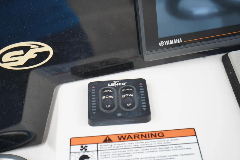 Slide: The Image of Control panel of 2020 Sea Fox 328 Commander with Lenco and Yamaha components. - 42