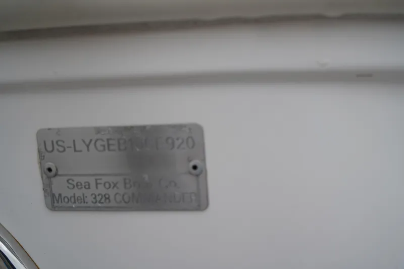 Slide: The Image of Metal identification plate on 2020 Sea Fox 328 Commander boat. - 70