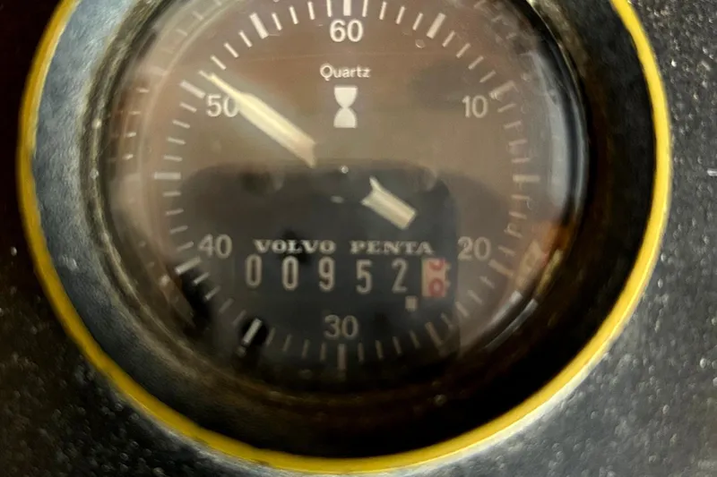 Slide: The Image of Close-up of a Volvo Penta hour meter on a 1988 CHB Ponderosa Motor Yacht. - 25