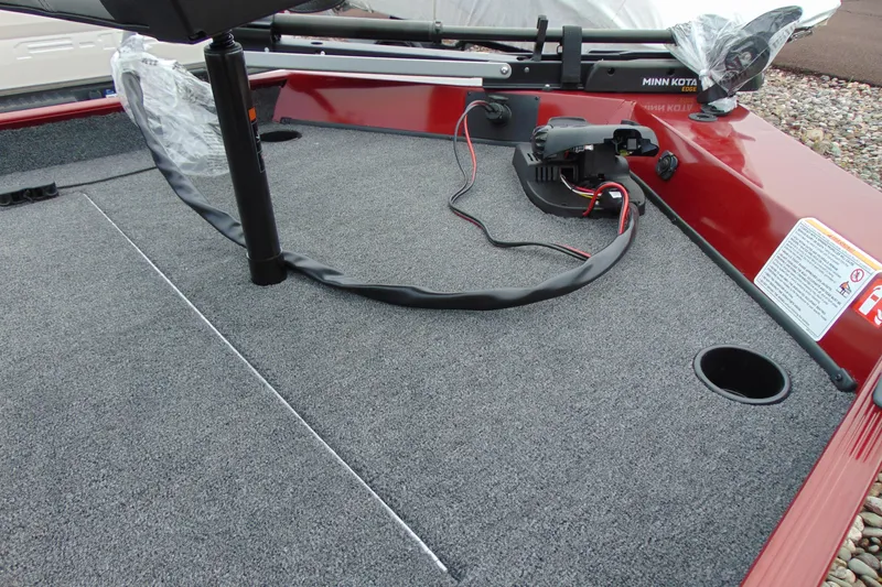 Slide: The Image of 2026 Crestliner 1700 Storm boat deck with Minn Kota trolling motor. - 8