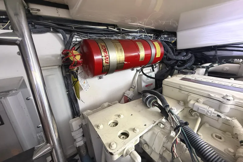 Slide: The Image of Engine room of 2006 Tiara Yachts 3800 Open with fire suppression system. - 41