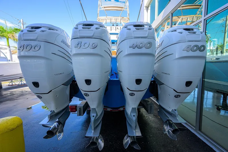Slide: The Image of 2023 Valhalla Boatworks V-41 with four Mercury 400 outboard engines. - 31